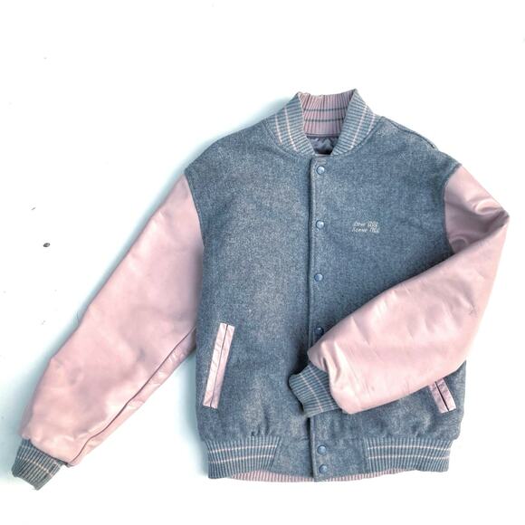 Vintage Hard Rock Maui Varsity Jacket | Pink & Gray Wool | Y2K Streetstyle | M - Picture 4 of 16